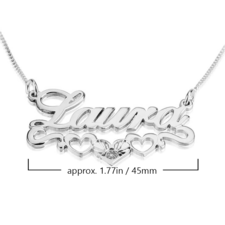Birthstone Name Necklace with Underline Hearts - Thumbnail Information