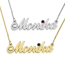 Classic Name Necklace With Birthstone 
