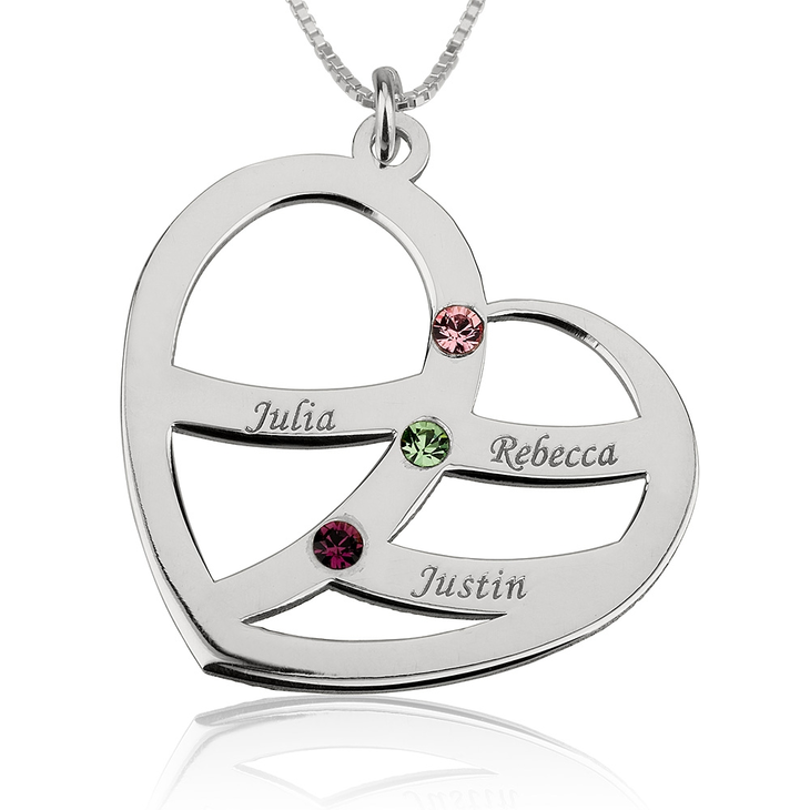 Name and Birthstone Heart Necklace for Mom - Picture 2