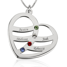 Name and Birthstone Heart Necklace for Mom - Thumbnail 3
