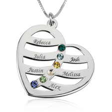 Name and Birthstone Heart Necklace for Mom - Thumbnail 5