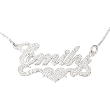 Sparkling Name Necklace with Heart