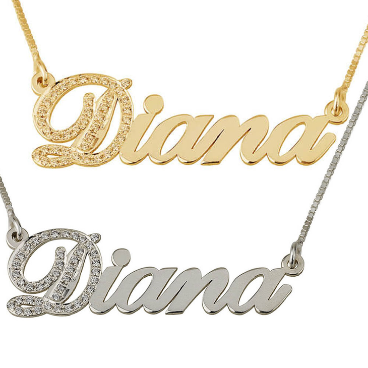 Cubic Zirconia initial Name Necklace