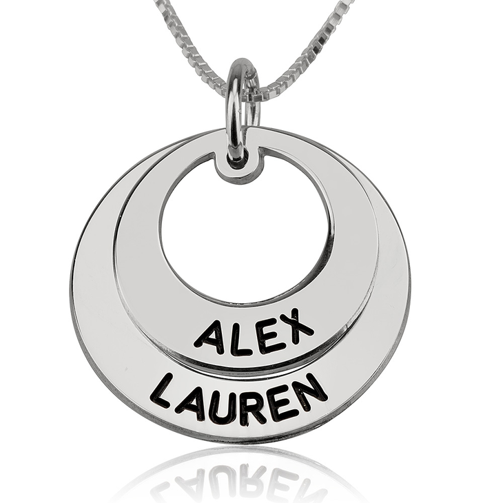 Engraved Mothers Circle Necklace With Multiple Names - Picture 2