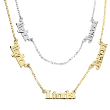 Multiple Name Necklace with Two or Three Names