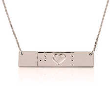 Engraved Friendship Bar Braille Necklace